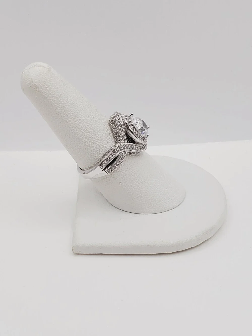 Classic Teardrop Halo Engagement Ring In 925 Sterling Silver - Simulated Diamond